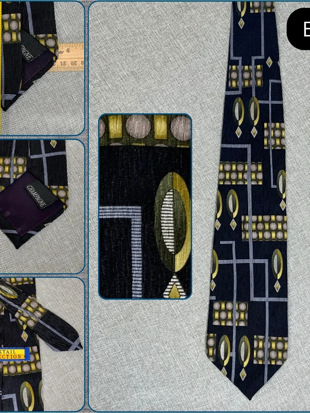 Vintage Cocktail Collection Champagne Silk Tie Stonehenge